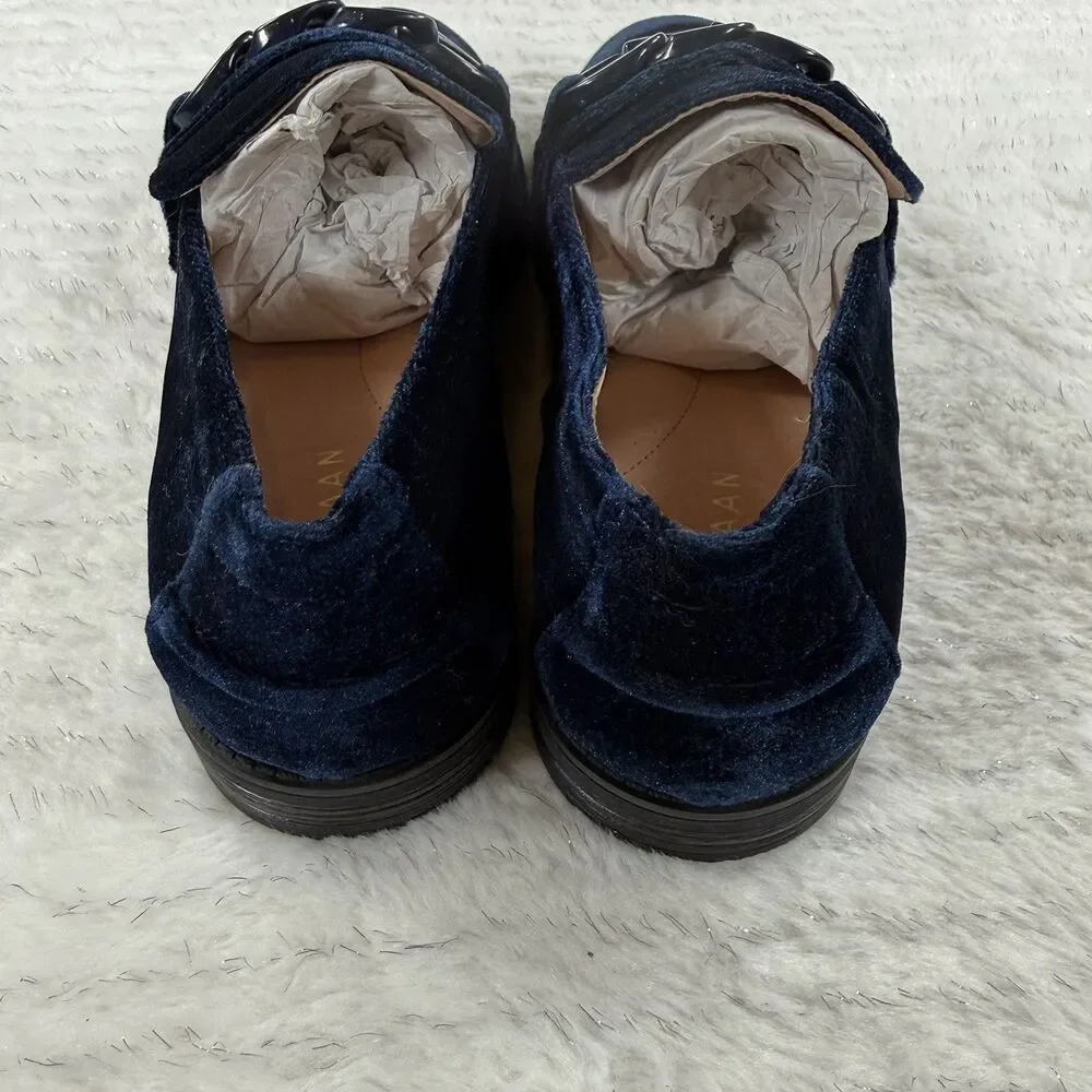 Cole Haan Womens Stassi Velvet Chain Loafer Navy Blue Size 6 Dress Flat